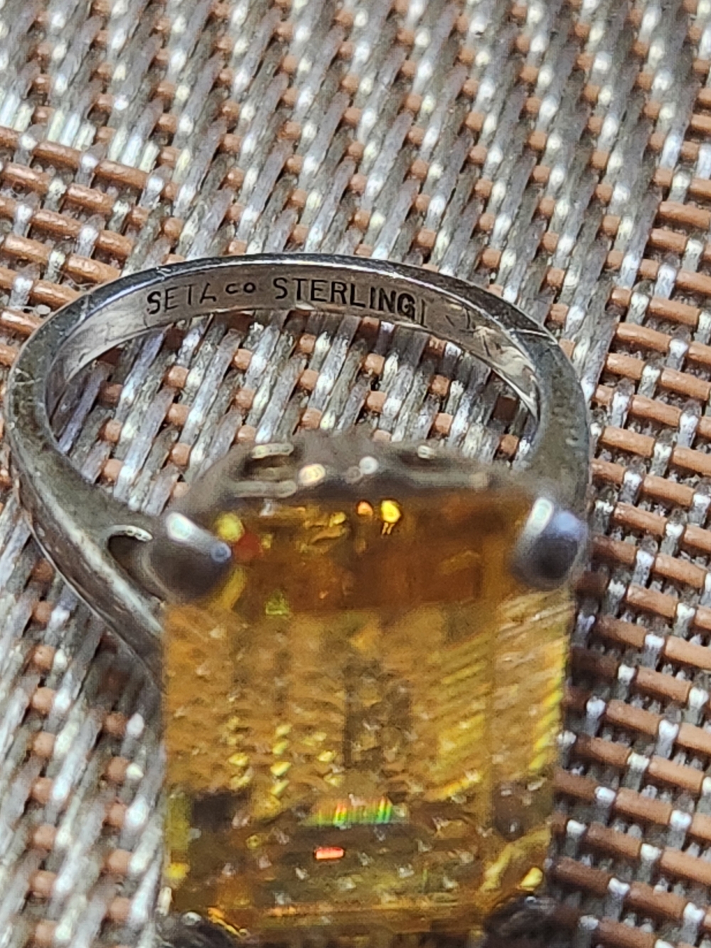 Sterling Yellow Citrine-Style Sterling Silver Ring